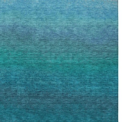 Teal Blue And Sky Blue Ombre Washable Indoor Outdoor Area Rug