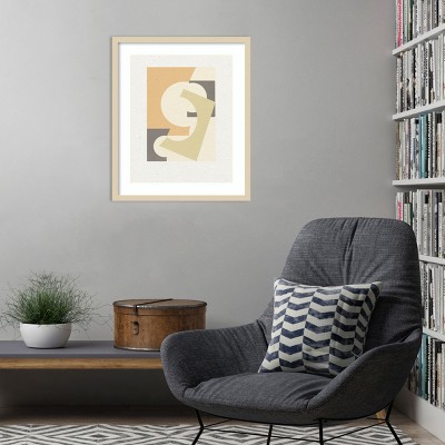 Svelte Natural Wood Framed Abstract Geometric Wall Art, 21 x 25 Inches