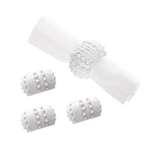 C&F Home White Sea Urchin Napkin Ring S/4 - 1 of 4