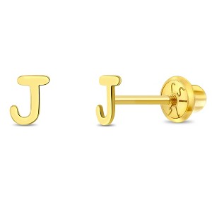 Girls' Itsy Bitsy Initial Letter Screw Back 14k Gold Earrings - In Season Jewelry - 1 of 4