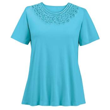 Collections Etc Lace & Cut-out Trimmed Top