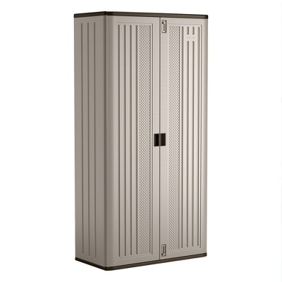 Suncast Tall 80.2" Resin Storage Cabinet with Double-Wall Construction, Platinum