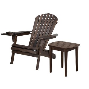 Jiallo Foldable Adirondack Chair with cup holder with End Table - 1 of 4