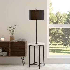 61.5" Amelia Modern Floor Lamp with Table and USB Port - Teamson Home: ETL Listed, Push Button Switch - 1 of 4