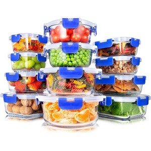 SereneLife 24-Piece High Borosilicate Glass Food Storage Containers Set (SLGL24BL.5) - 1 of 4