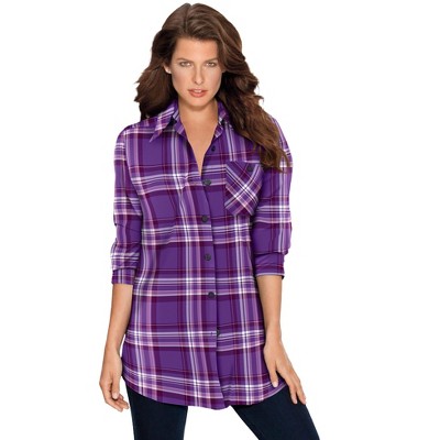 Roaman's Women's Plus Size Plaid Flannel Tunic