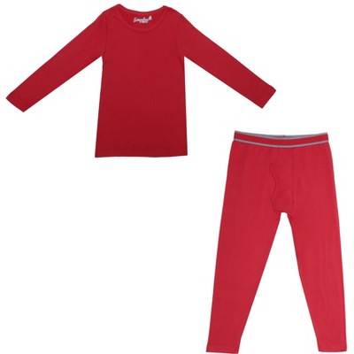 Everyday Kids Thermal Underwear Set – Long Johns Base Layer Top & Bottom, Microfleece, Moisture-Wicking, Cold Weather Wear, Red