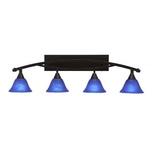 Toltec Lighting Bow 4 - Light Vanity in  Bronze with 7" Blue Italian Shade - 1 of 1