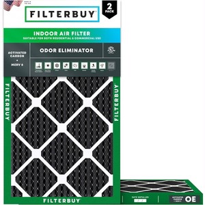 Filterbuy 14x30x1 Air Filter (2-Pack), Pleated MERV 8 Odor Eliminator Replacement HVAC AC Furnace Filters (Actual Size: 13.88 x 29.88 x 0.75) - 1 of 4