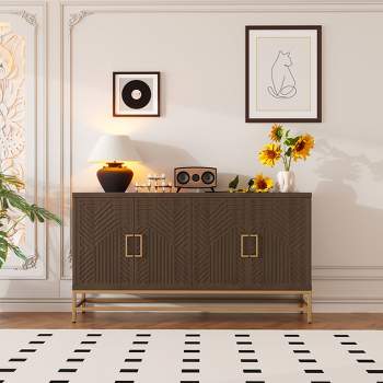 59.8" Retro Style Sideboard, Buffet Storage Cabinet with Adjustable Shelves, Metal Handles and Legs 4M-ModernLuxe