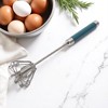 Unique Bargains 12" Semi-Automatic Loop Whisk Dishwasher Safe Stainless Steel Silver Tone Blue - 4 of 4