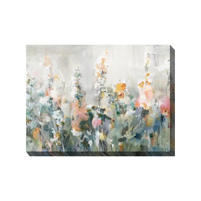 Cottage Garden West of The Wind Ethereal Colorful 40 x 30 Inch Waterproof Gallery Wrapped Canvas, Outdoor Garden, Yard, Patio All Weather Hanging