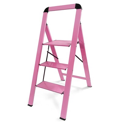 Fortune Candy 42.5" Aluminum 3-Step Folding Ladder - Lightweight, Anti-Slip & Portable - for Home, Kitchen, Garage