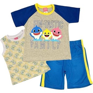 Nickelodeon Baby Shark Toddler/Little Boy's 3-Piece T-Shirt, Tank Top and Short Set - 1 of 4