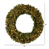 Nearly Natural 5’ Flocked Artificial Christmas Wreath with Pinecones, 300 Clear LED Lights and 680 Bendable Branches - 2 of 4