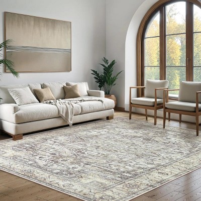 Lahome Boho Traditinal Area Rug for Bedroom Soft Non Slip Washable Living Dining Room Mat Indoor Office Carpet for Kitchen Nursery Bedroom