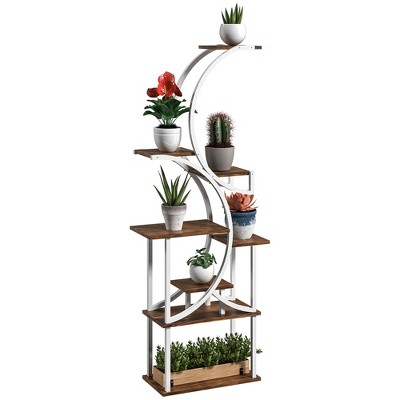 Outsunny 8 Tier Plant Stand Indoor, 62" Tall Plant Shelf, S-Shaped Plant Rack