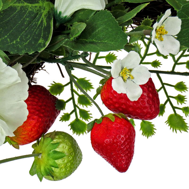 22" Strawberry and Petunia Mixed Arrangement Wreath - National Tree Company, 3 of 4