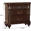 ORRD 3 Drawer Engraved Wooden Nightstand, Brown - 3 of 4