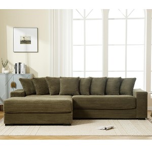NicBex New Arrival Oversized 2 Piece L Shaped Corduroy Sofa with Left Chaise Daybed,Armrests & Throw Pillows,Easy Assembly - 1 of 4