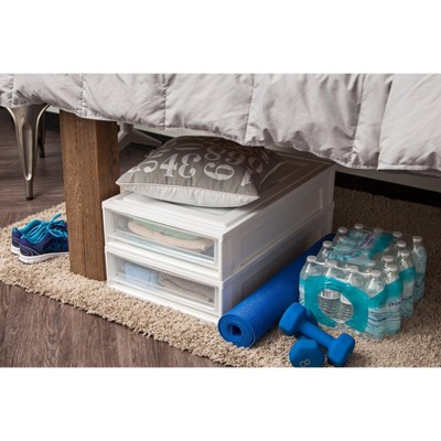White 27.5qt Plastic Under Bed Storage Containers with Sliding Drawers, 4 Pack