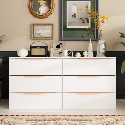 FUFU&GAGA Dresser 6 Drawer Minimalist Style in White
