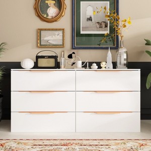 FUFU&GAGA Dresser 6 Drawer Minimalist Style in White - 1 of 4