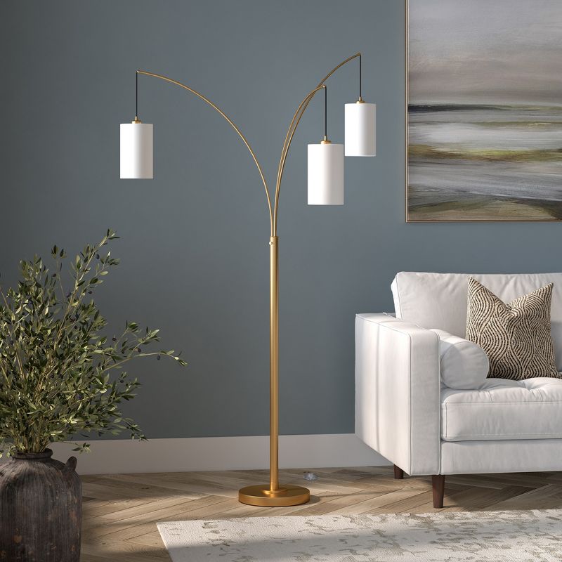 Hampton & Thyme 3-Light Torchiere Floor Lamp with Fabric Shade, 5 of 10