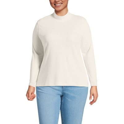 Lands' End Women's Relaxed Cotton Long Sleeve Mock Turtleneck