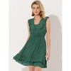 Allegra K Women's Sleeveless V Neck Lace Trim Smocked Waist Ruffled Dress - 3 of 4