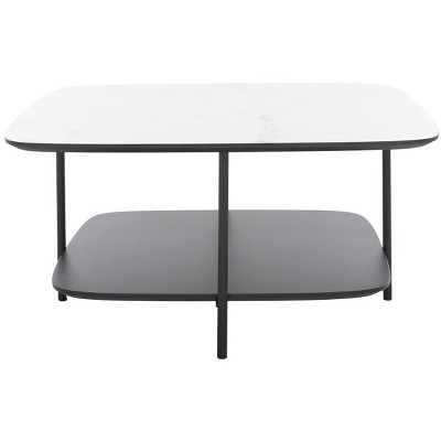 Anzia Coffee Table - White Marble/Black - Safavieh
