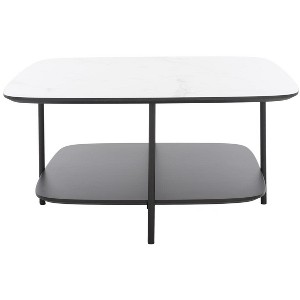 Anzia Coffee Table - White Marble/Black - Safavieh - 1 of 4