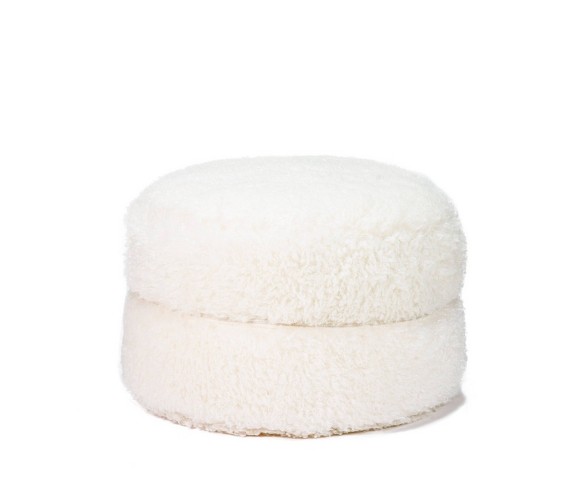 Otis Storage Pouf with Poodle Faux Fur Off-White - Mimish