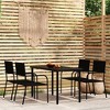 vidaXL Garden Dining Set Black Steel, PE Rattan Standard Stackable - 55.1" Table Length Black 4 Items - 2 of 4