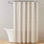 Stitched Grid Lines Woven Shower Curtain Light Brown/Cream - Hearth & Hand™ with Magnolia