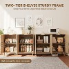 Rattan Sideboard Buffet Cabinet, Wooden Side board Accent Buffet With Power Outlet, Wood Sideboard With 4 Doors - 3 of 4