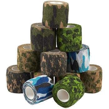 Juvale 12-Rolls Self Adhesive Bandage Wrap, Vet Tape - 2 In x 5 Yds Elastic Wrap Tape for Injuries, Athletics (Camo Designs)
