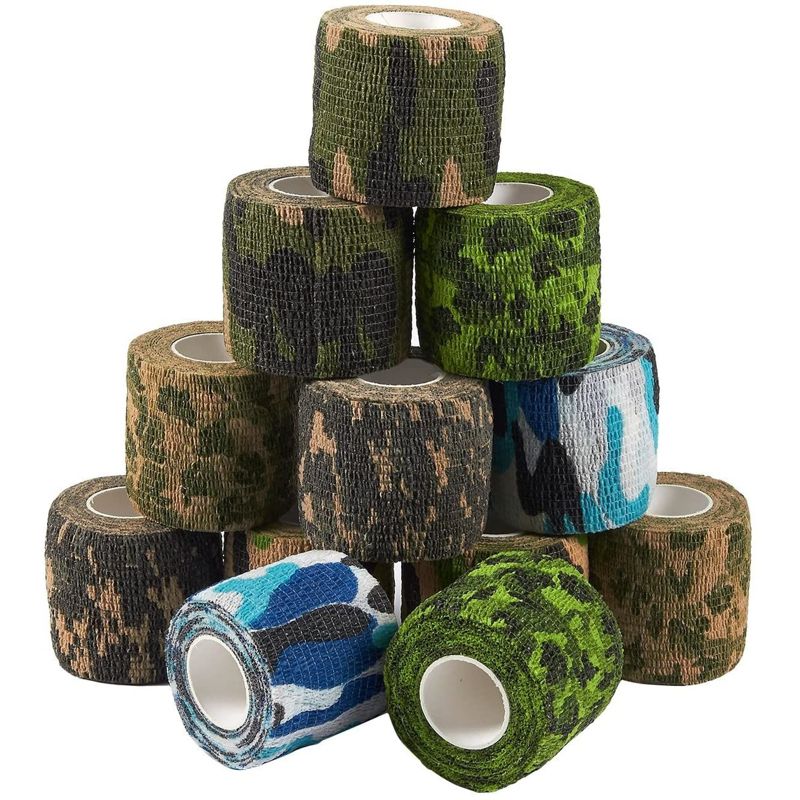 Juvale 12-Rolls Self Adhesive Bandage Wrap, Vet Tape - 2 In x 5 Yds Elastic Wrap Tape for Injuries, Athletics (Camo Designs), 1 of 8