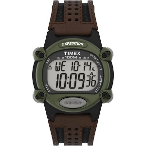 Men's Timex Expedition Digital Watch with Leather Strap - Black