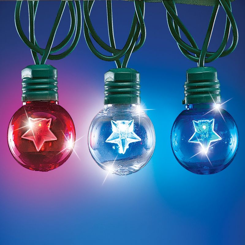 Collections Etc Set of 25 Patriotic Star Globe String Lights NO SIZE, 3 of 4