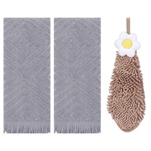 REGALWOVEN 3 Pcs Bathroom Soft and Absorbent Decorative Hand Towel - 1 of 4
