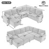 JUJABU 109.9" Grey U-shaped Versatile Sectional Sofa with Ample Storage Space, Two Cup Holders and Charging Ports - 3 of 4