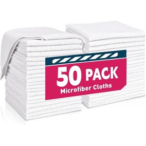 50-Pack Microfiber Cleaning Cloths, Bulk Microfiber Towels for Cars and Home, Assorted Colors 12x12 Inches - 1 of 4