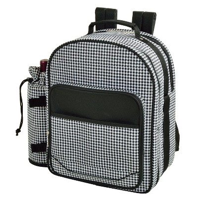 Houndstooth Black and White Picnic Backpack with Cooler