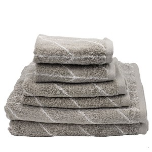 Knightsbridge Luxurious 6 Pieces Yarn Dyed Jacquard All Season Towel Set Silver - 1 of 4