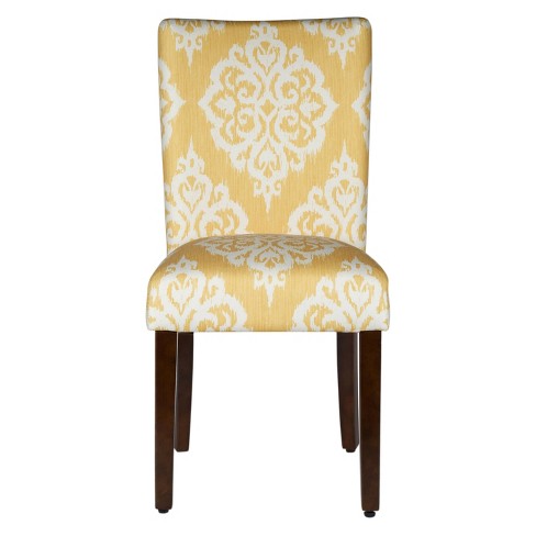 Parson Dining Chair Wood Damask Yellow Set Of 2 Homepop