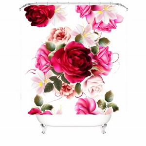Pink Big Red Rose Shower Curtains for Bathroom Waterproof Fabric Bath Curtain Durable Soft Stylish Bathroom Decor 72x72 Inch - 1 of 1