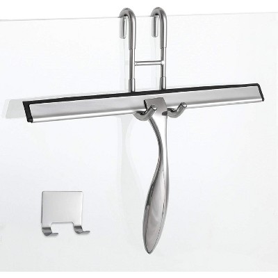 12-Inch Shower Squeegee Set, Includes Shower Door Hook and Adhesive Hook for Mirrors, Windows, and Glass Doors