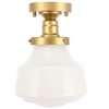 Elegant Lighting Lyle 1 light Brass and frosted white glass Flush mount - 3 of 4