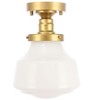 Elegant Lighting Lyle 1 light Brass and frosted white glass Flush mount - 3 of 4